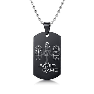 Engraved Squid Game Round Square Triangle Logo Stainless Steel Necklace Fashion Dog Tag Pendant Necklaces For Men Women