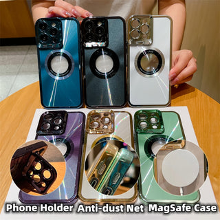 IPHONE CASES Electroplated Phone Case Luxury Plating CD Pattern Magsafe Bracket Case For  12 13 14 Pro Max Invisible Camera Stand Holder Lens Holder Magnetic Suction