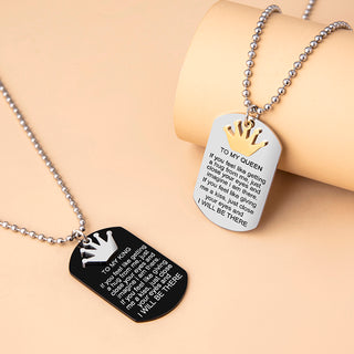 Crown Charms Couple Necklace To My King Queen Inspirational Pendants Necklaces Stainless Steel Jewelry