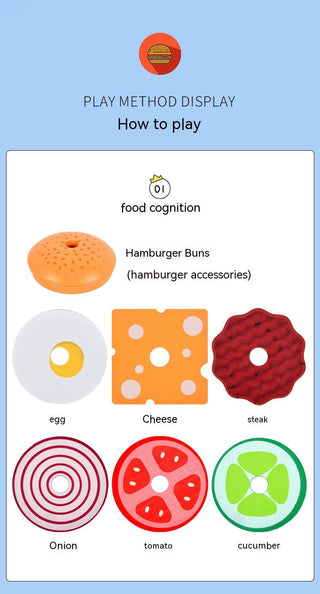Wooden Simulated Burger Sandwich Children's Educational Toys
