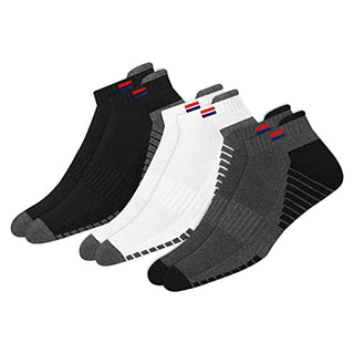 NAVYSPORT Men's Low Cut Athletic Cotton Cushion Ankle Socks with Sports Tab, Pack of 3 (Free Size)