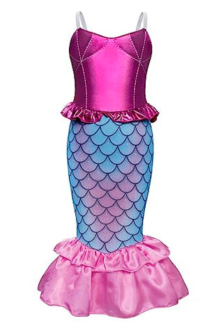 WonderBabe Little Girl Mermaid Princess Dresses Ariel Costume for Grils Birthday Party Halloween Cosplay Outfit with Accessories