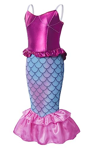 WonderBabe Little Girl Mermaid Princess Dresses Ariel Costume for Grils Birthday Party Halloween Cosplay Outfit with Accessories
