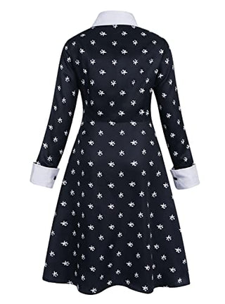 AmzBarley Girls Addams Costume Little Kids Addams Family Dress Up for Halloween Cosplay Birthday Party