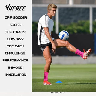 Yufree Men's Soccer Socks Anti Slip Non Slip Grip Pads for Football Basketball Sports Grip Socks, 4 Pair