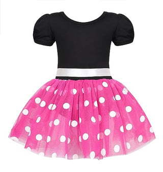 WonderBabe Girl Costume Polka Dots Tulle Tutu Dresses Princess Fancy Dress Up Halloween Birthday Party Dress with Ears Headband