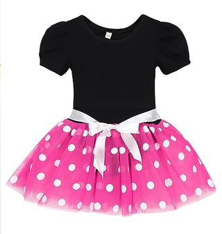 WonderBabe Girl Costume Polka Dots Tulle Tutu Dresses Princess Fancy Dress Up Halloween Birthday Party Dress with Ears Headband