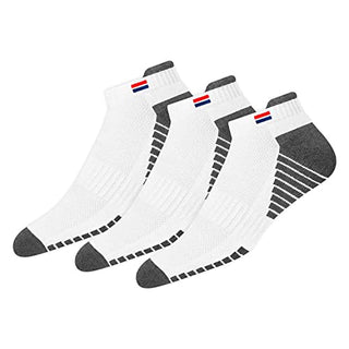 NAVYSPORT Men's Low Cut Athletic Cotton Cushion Ankle Socks with Sports Tab, Pack of 3 (Free Size)