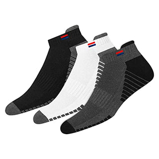 NAVYSPORT Men's Low Cut Athletic Cotton Cushion Ankle Socks with Sports Tab, Pack of 3 (Free Size)