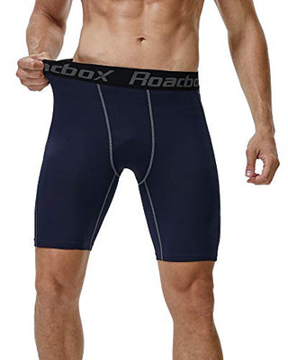 Roadbox Compression Shorts for Men 3 Pack Cool Dry Athletic Workout Underwear Running Gym Spandex Baselayer Boxer Briefs
