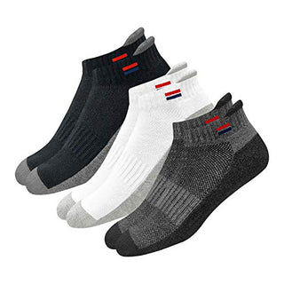 NAVYSPORT Men's Low Cut Athletic Cotton Cushion Ankle Socks with Sports Tab, Pack of 3 (Free Size)