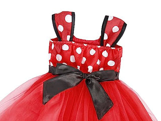 WonderBabe Girl Costume Polka Dots Tulle Tutu Dresses Princess Fancy Dress Up Halloween Birthday Party Dress with Ears Headband