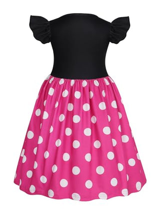 WonderBabe Girl Costume Polka Dots Tulle Tutu Dresses Princess Fancy Dress Up Halloween Birthday Party Dress with Ears Headband