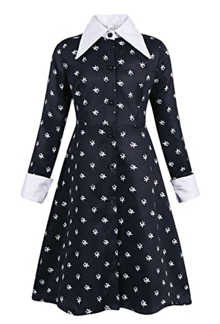 AmzBarley Girls Addams Costume Little Kids Addams Family Dress Up for Halloween Cosplay Birthday Party