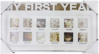 My First Year Frame Baby Picture Keepsake Frame for Photo Memories By Laster, White