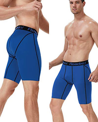 Roadbox Compression Shorts for Men 3 Pack Cool Dry Athletic Workout Underwear Running Gym Spandex Baselayer Boxer Briefs