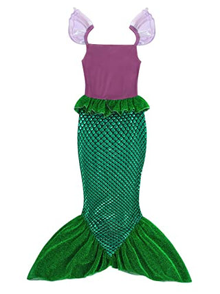 WonderBabe Little Girl Mermaid Princess Dresses Ariel Costume for Grils Birthday Party Halloween Cosplay Outfit with Accessories