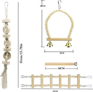 9 Pack Bird Swing Toys, Bird Chewing Hanging Toys,Swing Climbing Ladders,Wooden Perch Birds Cage Toys for Small Parrots, Parakeets, Cockatiel, Conures, Finches, Budgie, Macaws, Love Birds Natural Wood