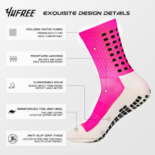 Yufree Men's Soccer Socks Anti Slip Non Slip Grip Pads for Football Basketball Sports Grip Socks, 4 Pair