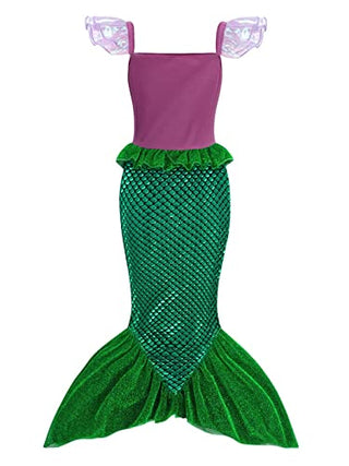 WonderBabe Little Girl Mermaid Princess Dresses Ariel Costume for Grils Birthday Party Halloween Cosplay Outfit with Accessories