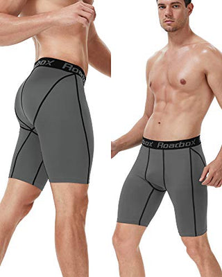 Roadbox Compression Shorts for Men 3 Pack Cool Dry Athletic Workout Underwear Running Gym Spandex Baselayer Boxer Briefs
