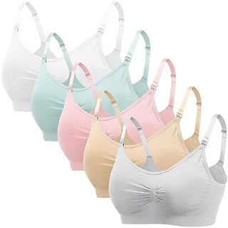 Dress Cici Nursing Bra, Full Coverage Maternity Bra, Comfortable Breastfeeding Sleep Bra 5-Pack (5 Pieces)