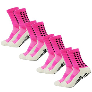 Yufree Men's Soccer Socks Anti Slip Non Slip Grip Pads for Football Basketball Sports Grip Socks, 4 Pair