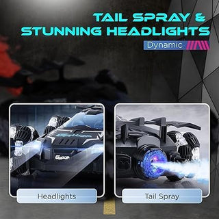 MONOCUS™ RC Car Stunt Toy, 2.4GHz Remote Control Car, Gesture Sensor Kids Car with Lights, Music, and Spray Launcher.