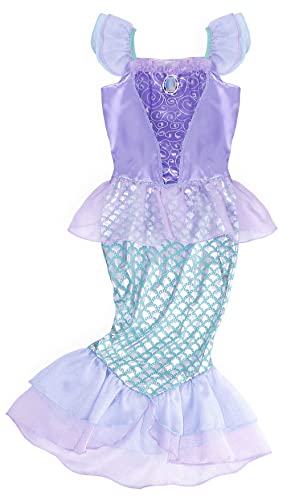 WonderBabe Little Girl Mermaid Princess Dresses Ariel Costume for Grils Birthday Party Halloween Cosplay Outfit with Accessories