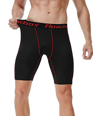 Roadbox Compression Shorts for Men 3 Pack Cool Dry Athletic Workout Underwear Running Gym Spandex Baselayer Boxer Briefs