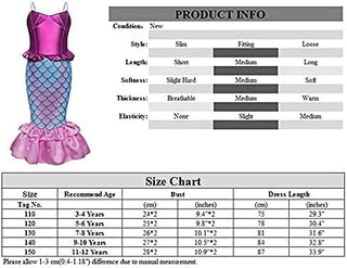 WonderBabe Little Girl Mermaid Princess Dresses Ariel Costume for Grils Birthday Party Halloween Cosplay Outfit with Accessories