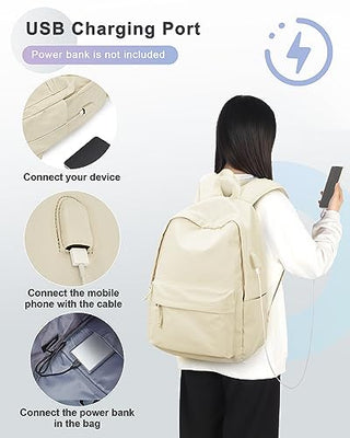 VECAVE Lightweight Casual Laptop Backpack Purse for Women,Travel Backpack with laptop compartment