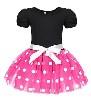 WonderBabe Girl Costume Polka Dots Tulle Tutu Dresses Princess Fancy Dress Up Halloween Birthday Party Dress with Ears Headband