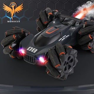 MONOCUS™ RC Car Stunt Toy, 2.4GHz Remote Control Car, Gesture Sensor Kids Car with Lights, Music, and Spray Launcher.