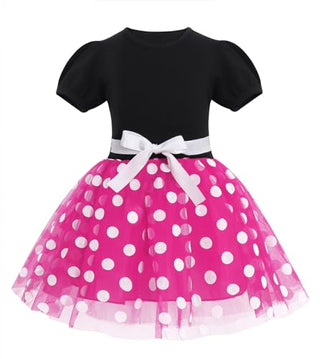 WonderBabe Girl Costume Polka Dots Tulle Tutu Dresses Princess Fancy Dress Up Halloween Birthday Party Dress with Ears Headband