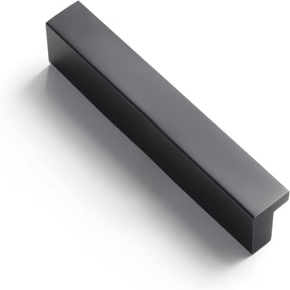 Goo-Ki Cabinet Handles 12 PCS - Black Drawer Pulls 5 in (128mm) Hole Centers - Tilted Solid Drawer Handles for Kitchen Cabinet Pulls - Finger Pull