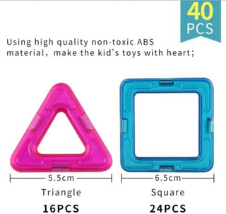 A&E Kids 40 pcs magnetic building blocks large Big jumbo Mega Bricks construction educational Multi color block brick Assemble BPA Free toy set safe for مكعبات اطفال العاب