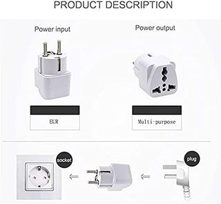TopDeal Type E/F 2-Pin Grounded Plug Adapter (EU plug 3 Pieces)