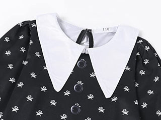 AmzBarley Girls Addams Costume Little Kids Addams Family Dress Up for Halloween Cosplay Birthday Party