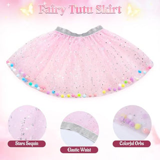 Fairy Dressing up Costume for Girls, SYOSI 5pcs Girls Fairy Wings Costume Kids Toddler Butterfly Wings with Wand Tutu Skirt Crown Headband Halloween Dress Up Gift