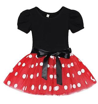 WonderBabe Girl Costume Polka Dots Tulle Tutu Dresses Princess Fancy Dress Up Halloween Birthday Party Dress with Ears Headband