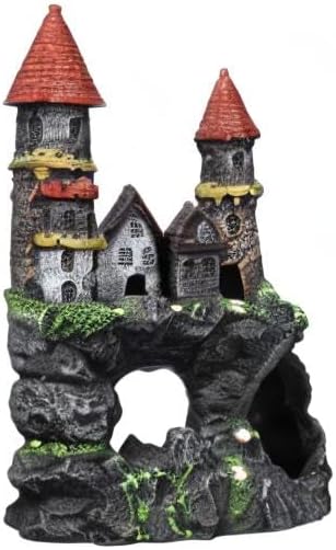 Penn-Plax Age-of-Magic Enchanted Castle Aquarium Decoration – Safe for Freshwater and Saltwater Fish Tanks – Medium