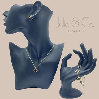 Julie & Co four leaf clover 18K gold plated Jewelry set Jewellery set for women, comes with a cute keychain in a Julie & Co neat gift box.