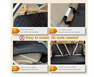 Waterproof Dog Car Seat Covers Pet Seat Cover Nonslip Bench Seat Cover Compatible for Middle Seat Belt and Armrest Fits Most Cars, Trucks, SUVs