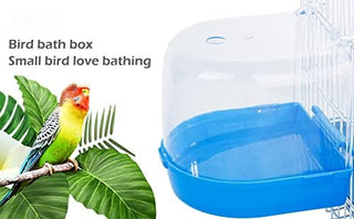 ECVV Buring Bird Bath Box Parakeet Caged Bird Shower Bathing Tub Hanging Device with Water Inject Hole for Small Birds Canary Budgies Parrots