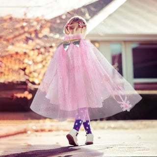 Frichness Princess Cape Set,12Pcs Kids Fairy Tulle Princess Dress up Clothes, Princess Dresses for Girls Birthday Party Halloween Dressing Up with Crown Wand Accessories 3-8 Years Birthday Gift