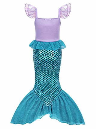 WonderBabe Little Girl Mermaid Princess Dresses Ariel Costume for Grils Birthday Party Halloween Cosplay Outfit with Accessories