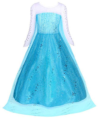 WonderBabe Girls Snow Queen Costume Kids Princess Coronation Dress Up Halloween Birthday Party Cosplay Outfit with Accessory Set 1-12 Years