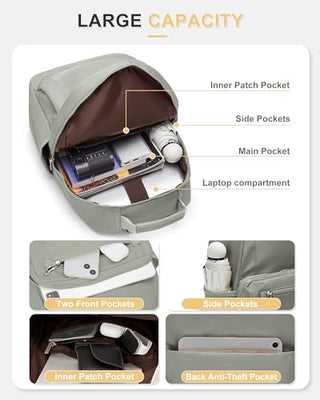 VECAVE Lightweight Casual Laptop Backpack Purse for Women,Travel Backpack with laptop compartment