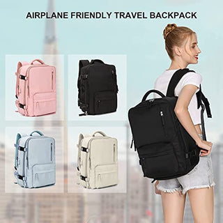 Travel Backpack for Airline Approved, Black Carry on Backpack, Waterproof Outdoor Sports Rucksack Casual Daypack Fit 15.6 Inch Laptop with USB Charging Port Shoes Compartment